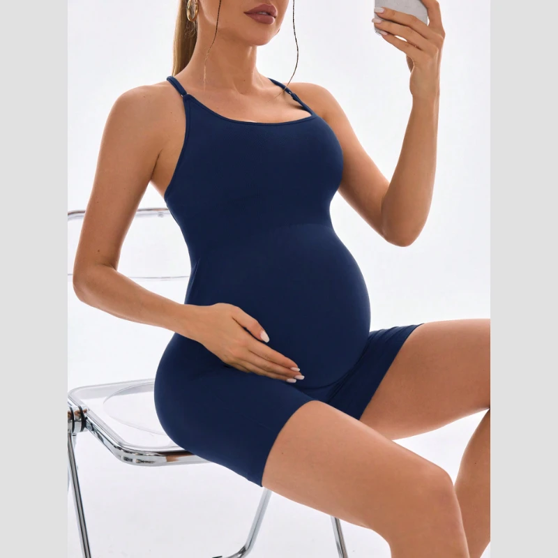 Sommer Schwarz Sexy Backless Mutterschaft Overall Europäischen Komfort Eng anliegende Hohe Taille Yoga Anzug Schwangere Frauen Kleidung