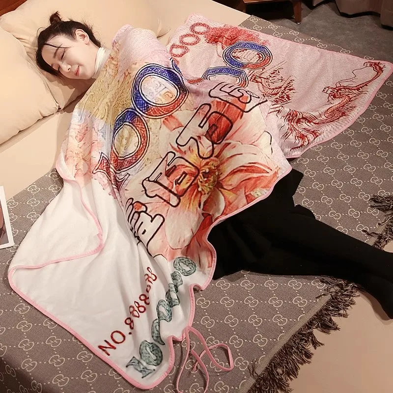 Sofa Shawl Million Dollars Nap Blanket Dual-use Office Bed Small Blanket Cloak Nap Creative Funny Air Conditioning Blanket