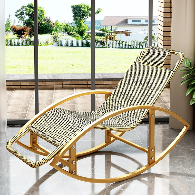 Rocking chair, lunch break household elderly balcony couch, adult rattan chair outdoor rocking chair