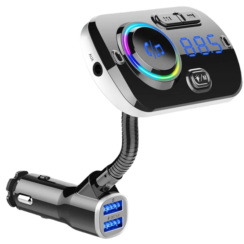 

BC49AQ Car MP3 Player with Bluetooth Hands-free Calling and Colorful Ambient Light, QC3.0 Fast Charging, Car MP3