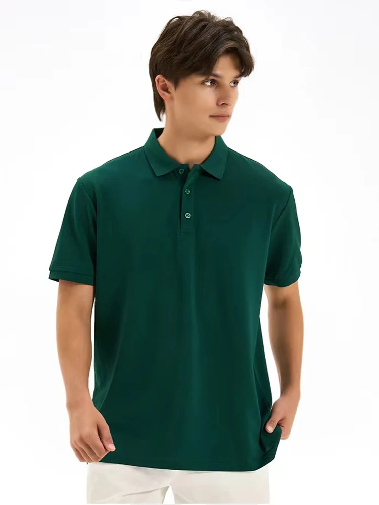New Men's Polo Collar Short Sleeve Tops Tee Cotton T-shirt Summer Sport Fashion Solid Color Slim Fit
