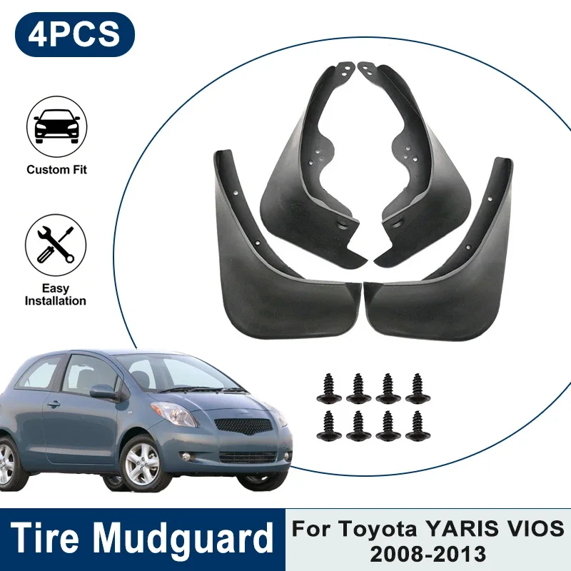 

4PCS Front Rear Car Mud Flaps For Toyota YARIS VIOS 2008-2013 Anti-Mud Splash Waterproof Fender Guard Auto Replacement Parts