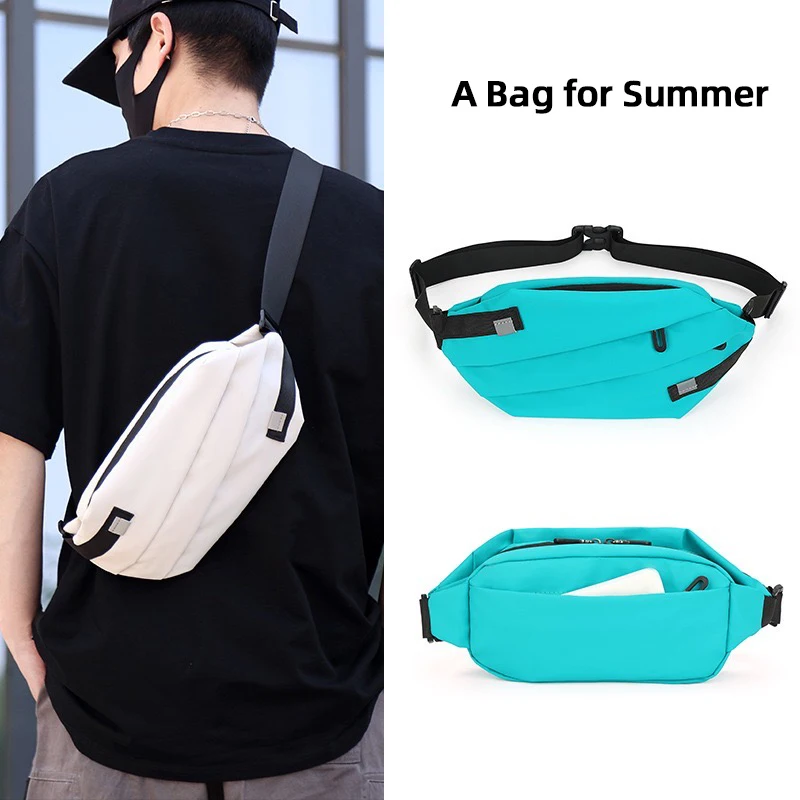 

Men's Light Small Sling Bag Crossbody Bag Waist Bag Chest Bag with Waterproof Fabric Multiple Layers White Color Party Camping