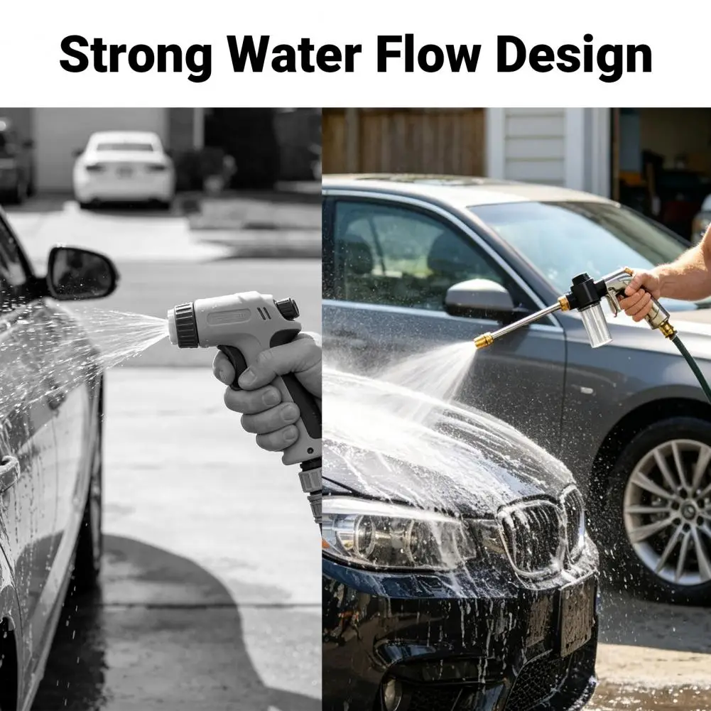 High Pressure Hose Nozzle Heavy Duty Car Wash Booster with Foam Garden Hose Foam Sprayer Adjustable for Car Yard Cleaning