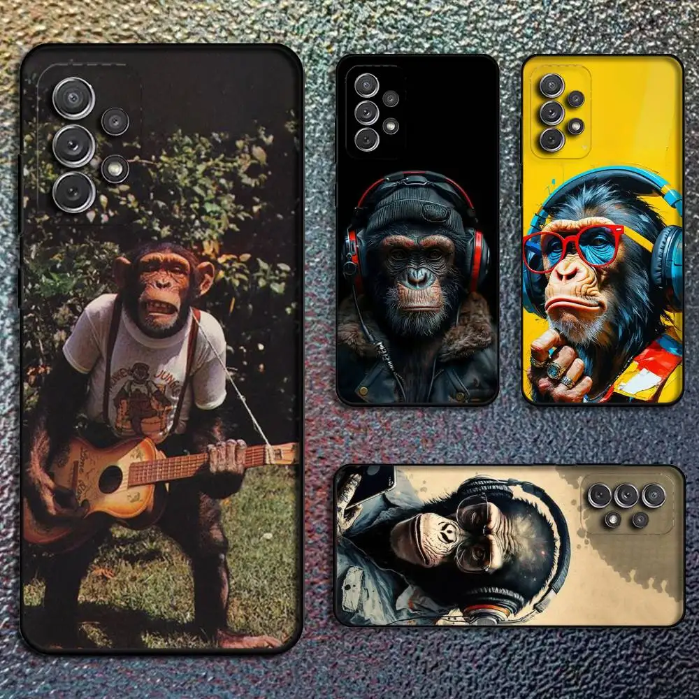 

Monkey Music Meme Phone Case For Samsung S25,S24,S21,S22,S23,S30,Ultra,S20,Plus,Fe,Lite,Note,10,9,5G Black Cover