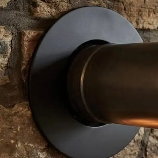 Black Stove Pipe Cover For Wood Stoves & For Fire Pits - 304 Stainless Steel Wall Protection Ring 150-200mm Black