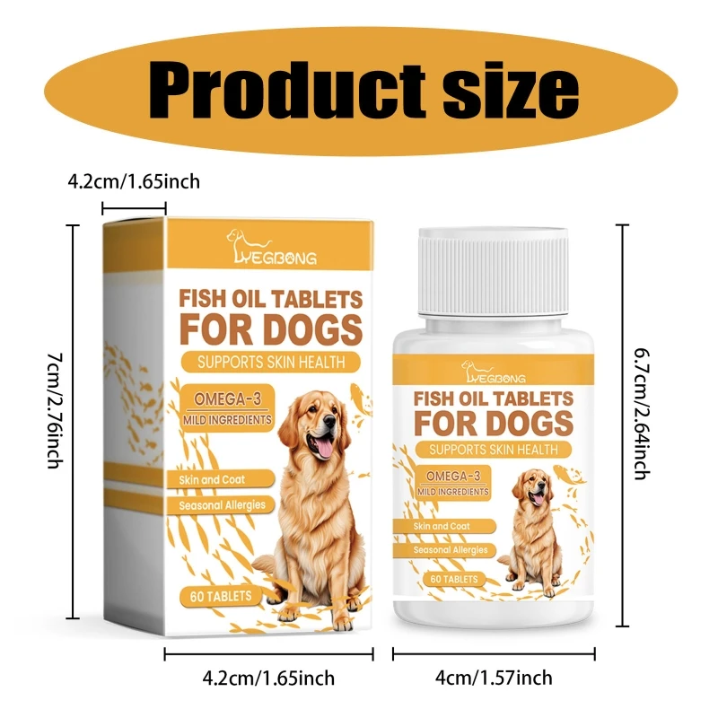 Senior Canine Health Fish Oil Tablets with Essential EPA & DHA Fish Oil for Improved Coat Wellness for Elderly Dogs