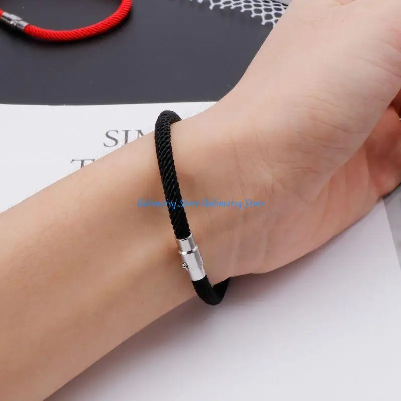 573B Street Magnet Clasp Bracelet Simple Red Black Braided String Bracelets