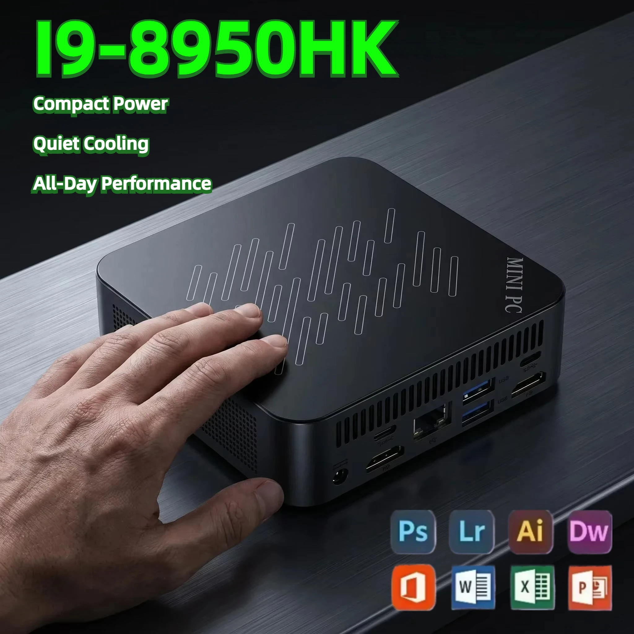 Mini PC Gamer Portable Computer Intel Core i9-8950HK  16GB RAM 2TB SSD FHD Bluetooth WiFi Gaming Office 4K HDMI