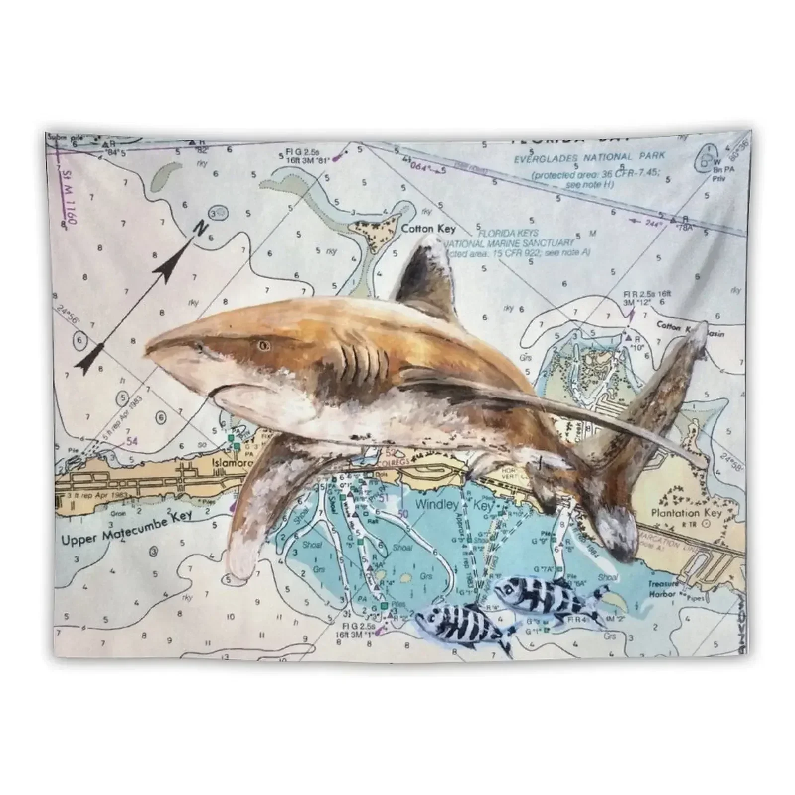 

Oceanic Whitetip painting Tapestry Aesthetics For Room Wall Coverings Room Decoration Aesthetic Room Decor Cute Tapestry