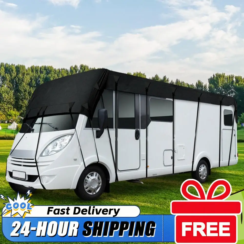8.5x3m Caravan Roof Cover 210D Oxford Cloth RV Sun Protection Car Cover Foldable Motorhome Roof Cover for RV Outdoor Travel Car