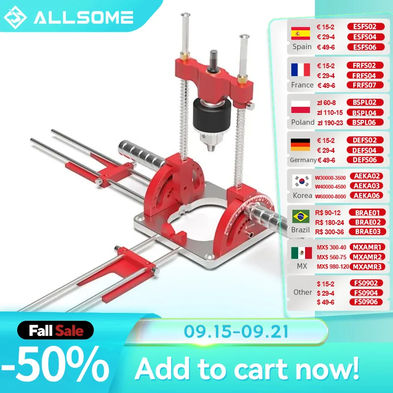

Allsome Precision Drill Guide for Power Drills,Multi-Angle Guide Attachment Holder with chuck for Flat and Round Workpieces