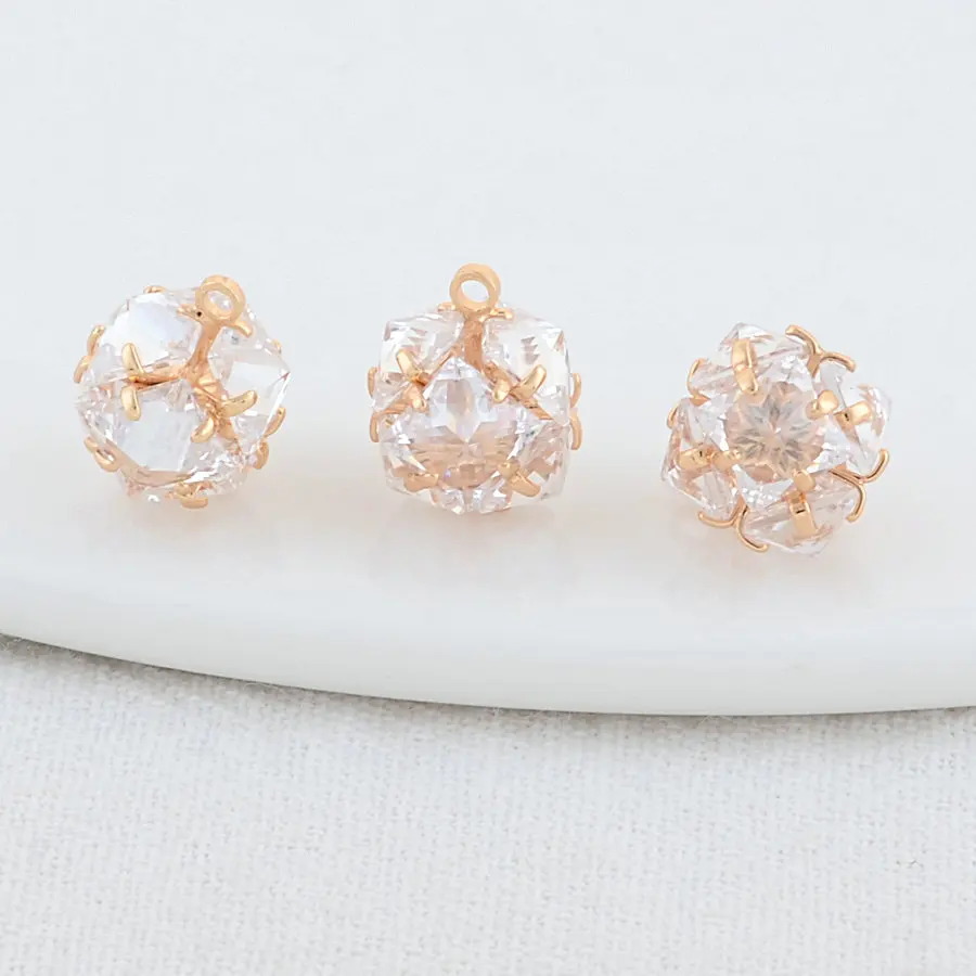 4PCS 10*11MM 14K Gold Color Brass Round Charms Pendants Necklace Earrings Jewelry Making Supplies Accessories