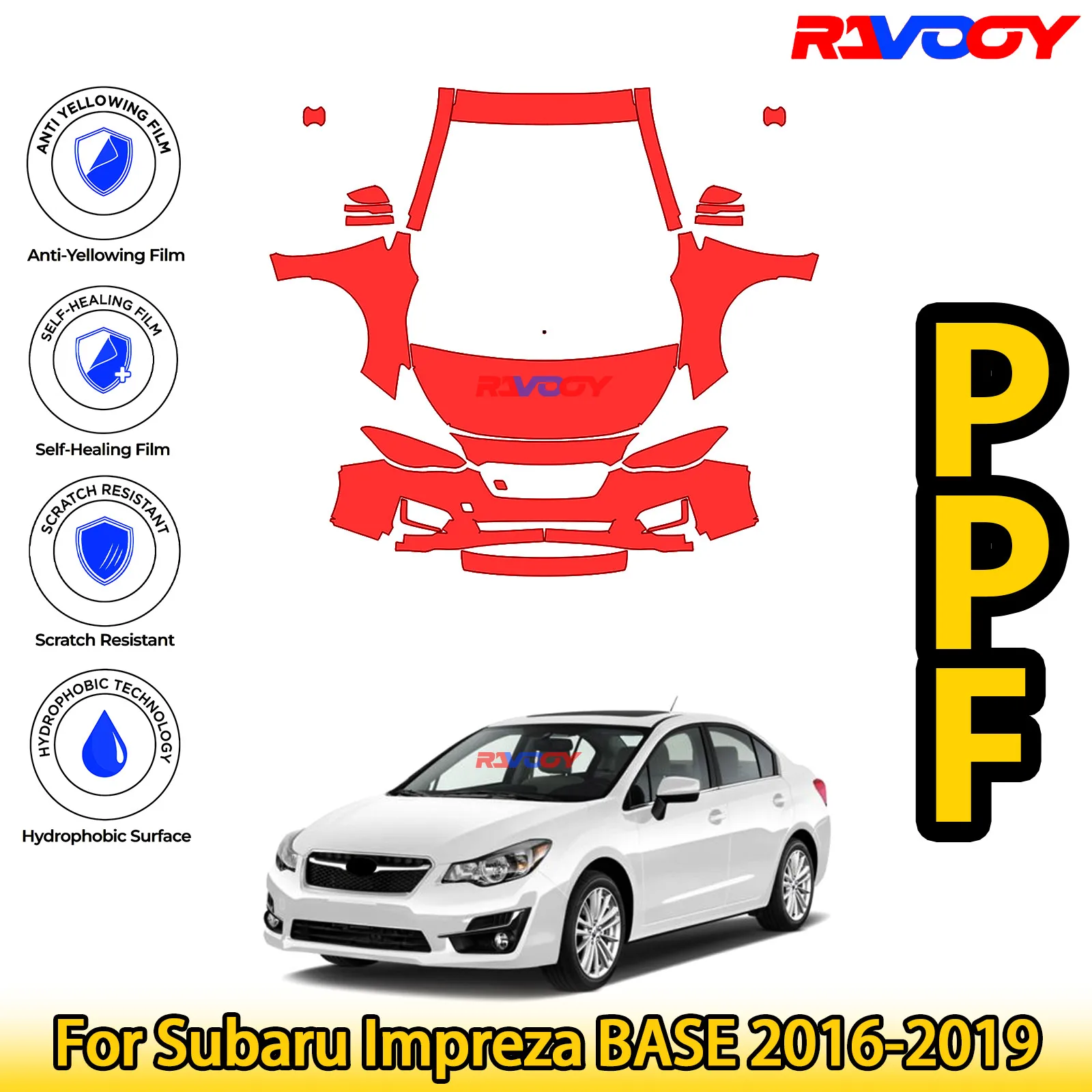 

Для Subaru Impreza BASE 2016-2019 глянцевая матовая черная предварительно вырезанная передняя защитная пленка PPF Kit