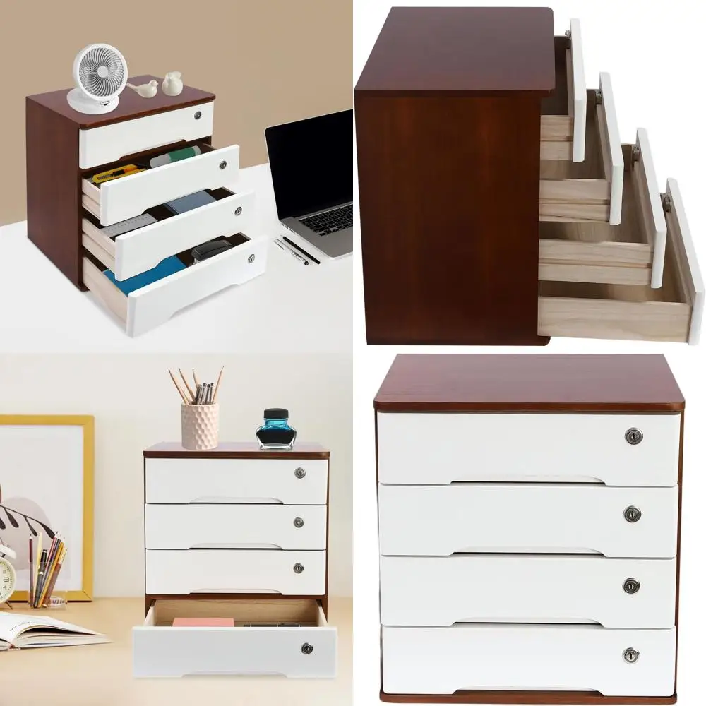 

Надежный 4-уровневый деревянный органайзер: многофункциональный органайзер для дома и офиса с запирающимися ящиками