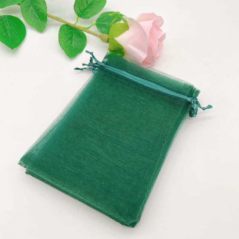 

1000pcs Packaging Pouch Dark Blackish Green Organza Gift Bags for Jewelry Wedding Drawstring Bag Organza Sachet Bags Display Bag