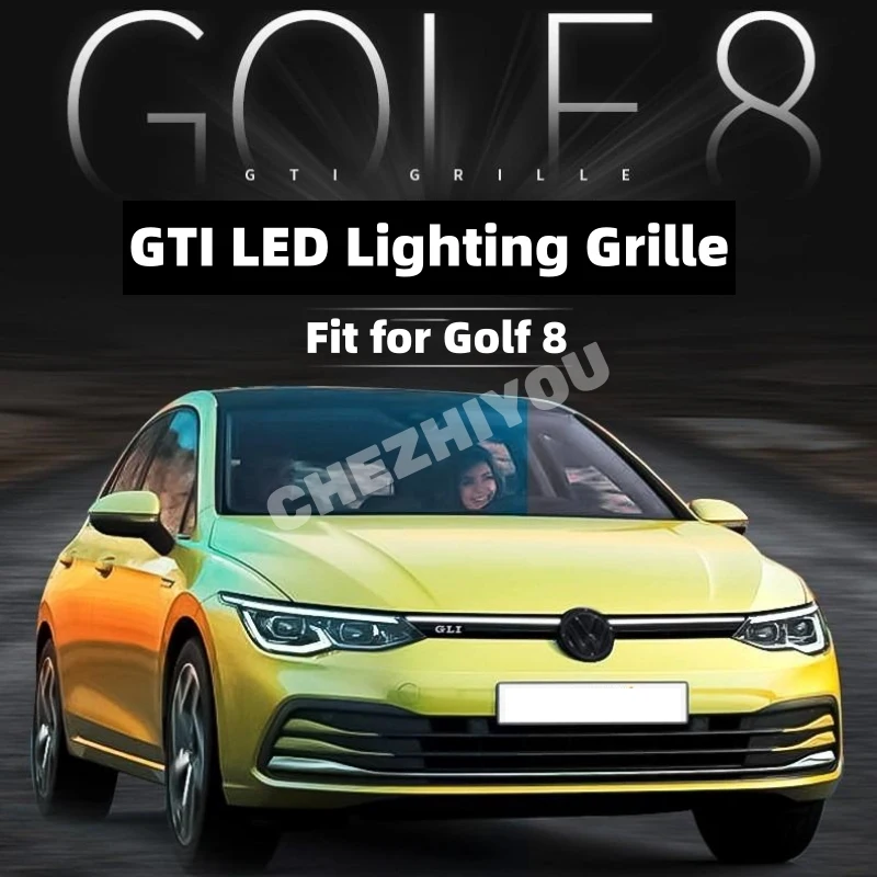 For Volkswagen Golf 8 GTI Front Grille and Lamp Headlight Dynamic Light Golf 8 LED Lighting Grille Center Logo Car Accessories