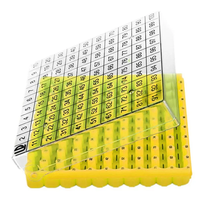 A74E-Laboratory Yellow Frozen Storage Box For Samples, 100-Cell Tube Box With 0.5Ml Flip Tubes, 1 Piece