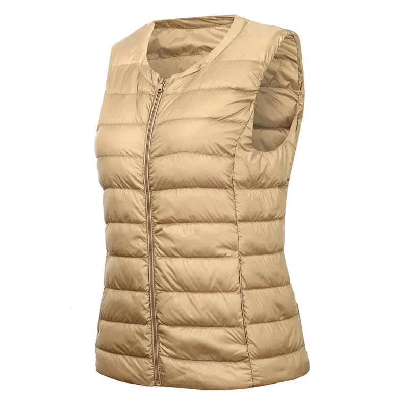 

Women Sleeveless Zipper Down Jackets Winter Liner Warm Women's Vests Ultralight White Duck Down