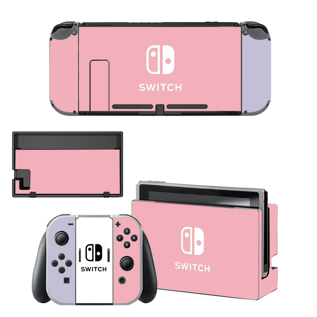 Pure Color Pink Purple Skin Cover Sticker Decal for Nintendo Switch Console Joy-con Controller Dock Vinyl