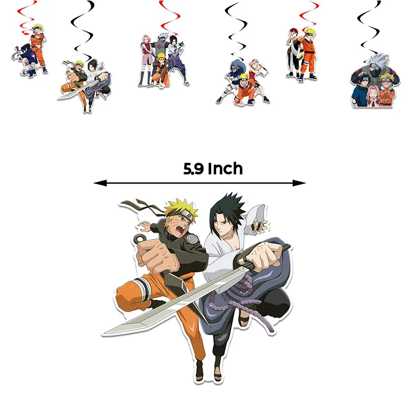 Naruto Anime Action Figure Image Banner, Decoração de Festa de Aniversário, Bolo Topper, Balão, Tema do Natal, Baby Shower Supplies