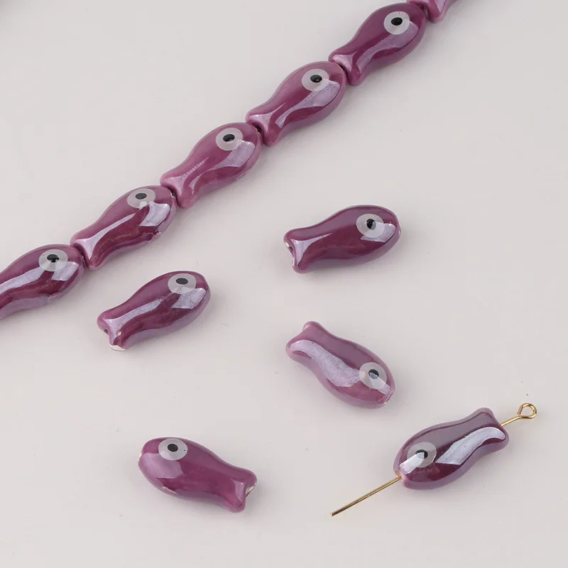 10Pcs Retro Small Fish Beads Charms Ceramic Spacer Loose Beads For Jewelry Making DIY Bracelet Accessories