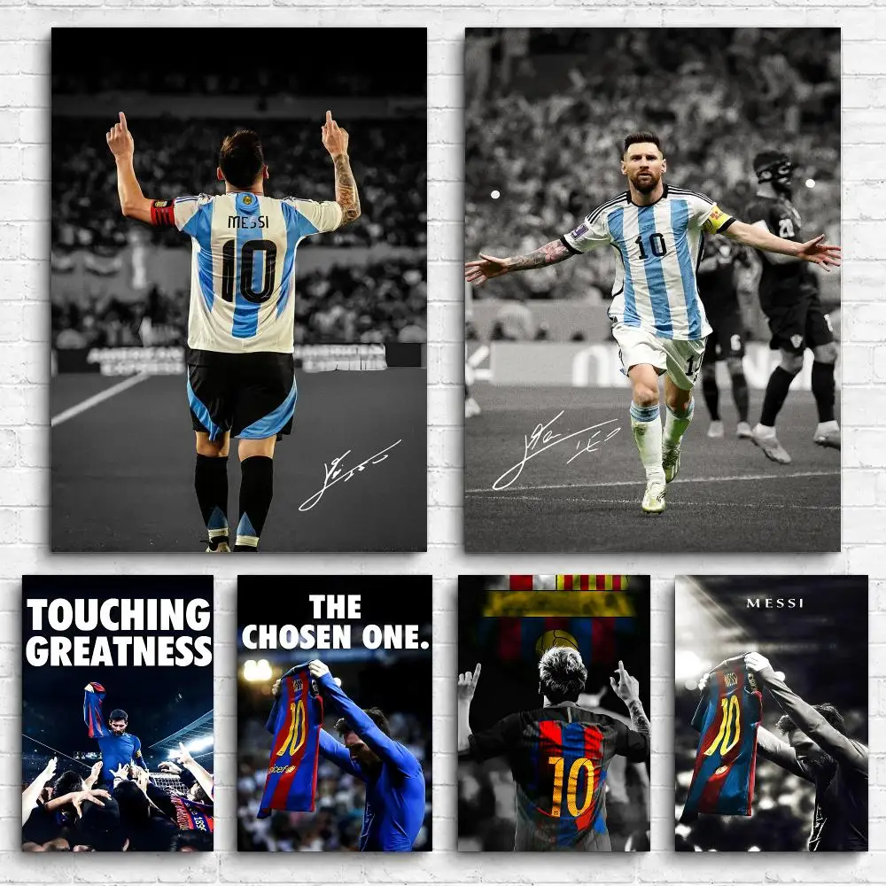 Cool Soccer Players M-MesSI Framed Wall Painting Canvas Poster Ready to Hang Wall Art for Bedroom Living Room Home Decor Gift