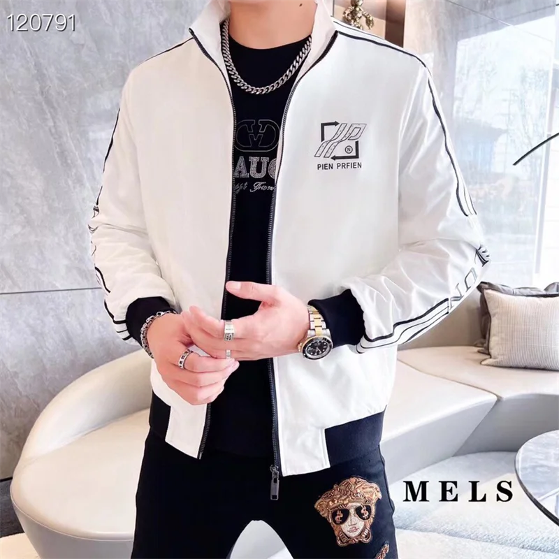 

Casual Cool Men's Jaet 2023 Autumn Faion White Slim Fit Printed Modern Sle Stand Collar Youth Spring Break out Jaet