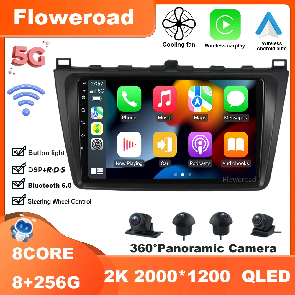 

9 Inch Android 13 For Mazda 6 Ⅱ GH 2007-2012 Car Radio Multimedia Video Player Navigation stereo GPS Carplay Auto BT5.0 5GWiFi