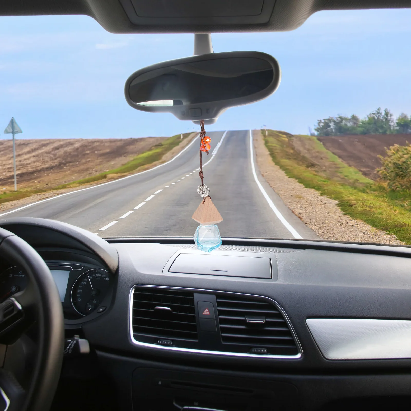 

2pcs Perfume Bottle Glass Hanging Decor For Car Interior Aromatherapy Diffuser Pendant Empty Essential Oil Bottle Car Interior