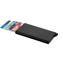 Portable Aluminum Alloy Card Box, Anti-roubo, Escova, ID, Crédito, Negócio Simples, Carteira, Metal, Bolso, Cartão de Banco