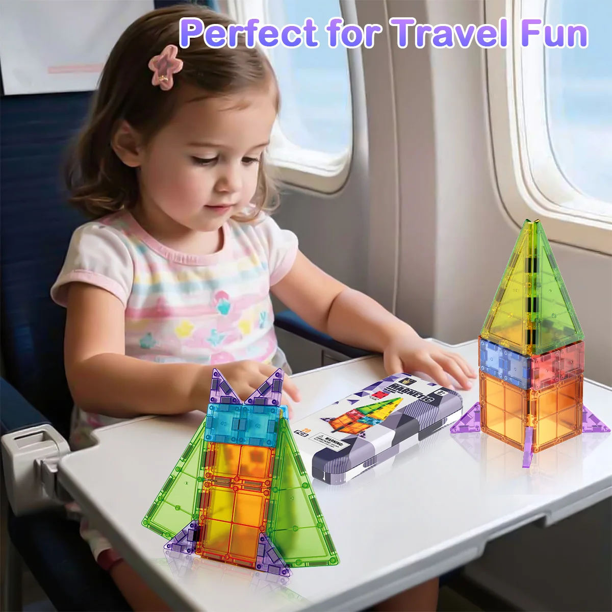 Mini magnetic tile color window magnetic building block portable travel iron box set 3.75cm toy magnetic tile