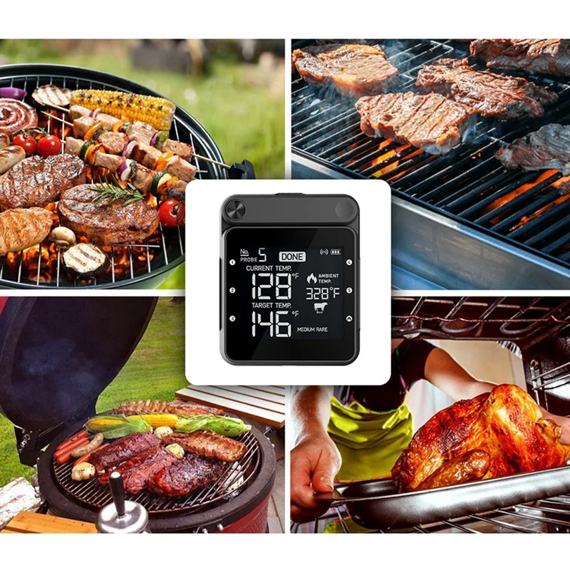 كامل الذكية القابلة لإعادة الشحن الرقمية واي فاي اللاسلكية عن بعد اللحوم الشواء شواء ميزان الحرارة لفرن شواء المدخن