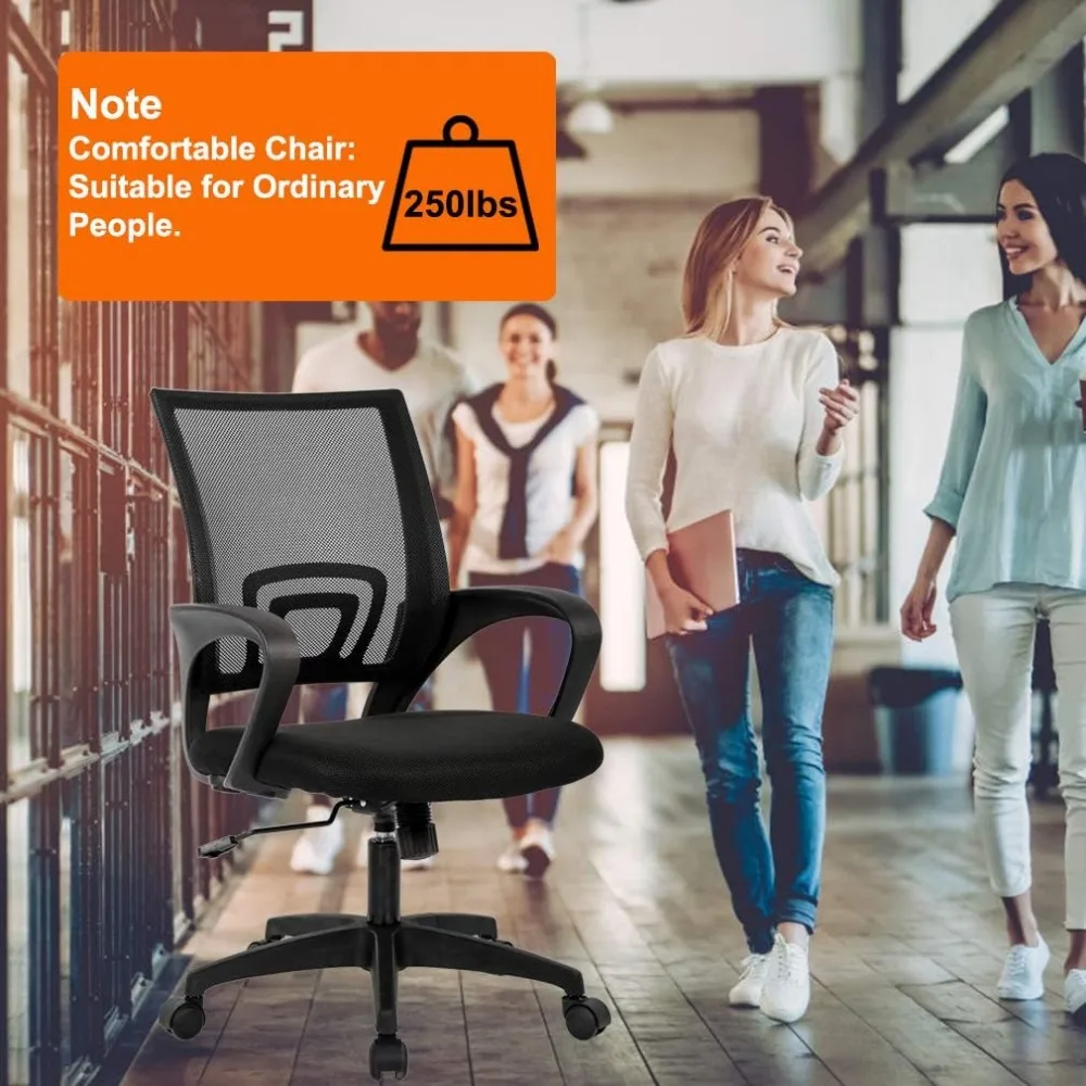 Home Office Chair Ergonomic Desk Chair Mesh Computer Chair with Lumbar Support Armrest Executive Rolling Swivel Adjustable Mid