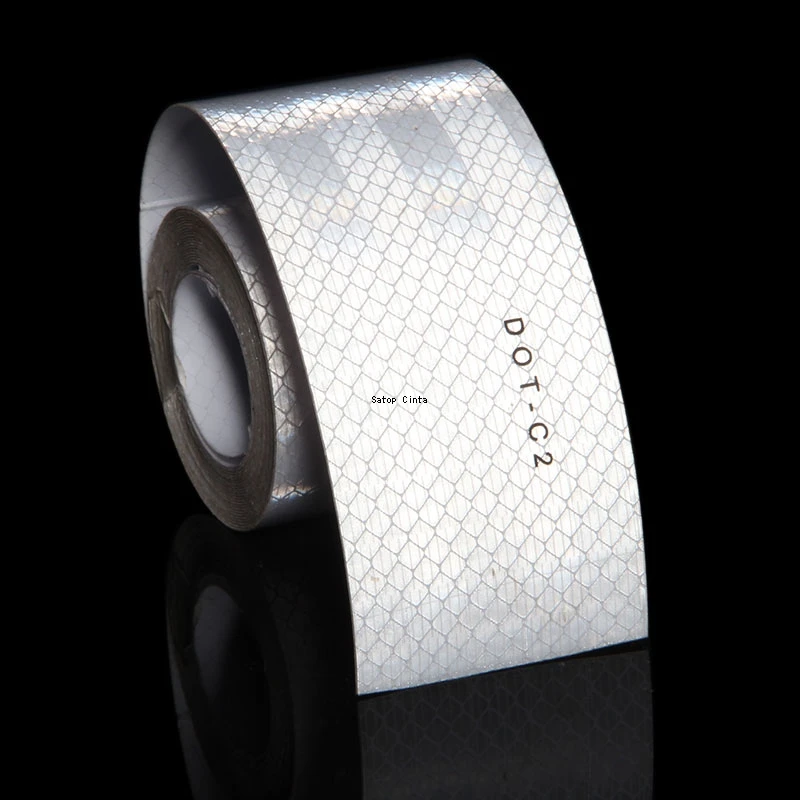 5cm*10m White DOT-C2 Reflective Tape Adhesive Safety Conspicuity Stickers His Vis Waterproof Reflectors Truck Strips For Vehicle