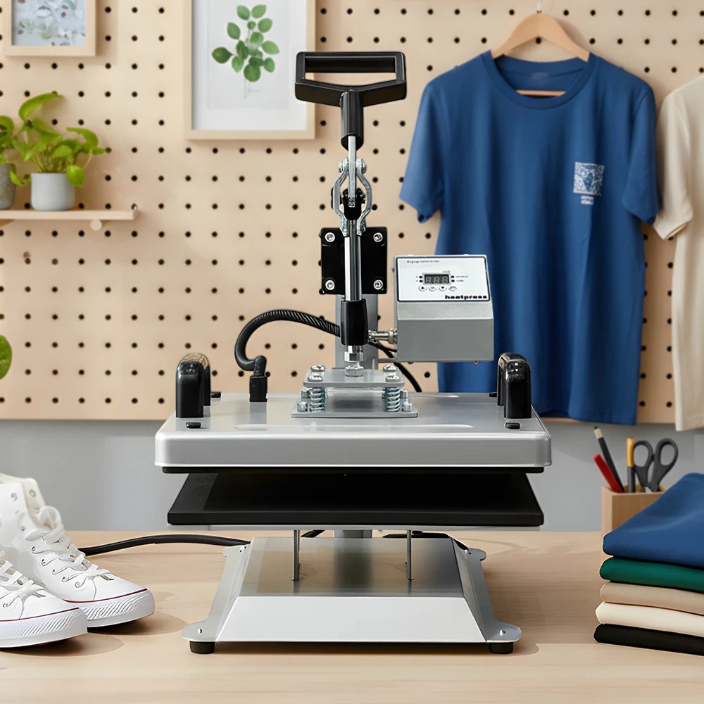New Manual Mini 360 Swing Away Heat Press Machine with Plate 220V for Cap T-Shirt Mouse Pad Garment Print