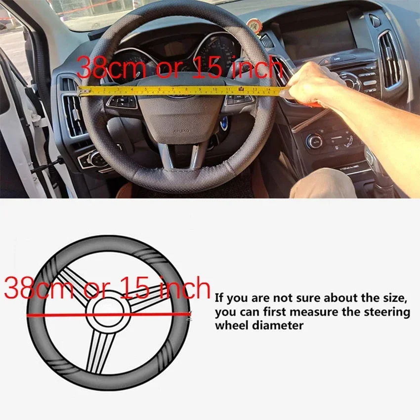 Micro Fiber Leather Hand Sewing Soft Car Steering Wheel Cover With Needles and Thread Diameter 38cm Auto Car Accessories