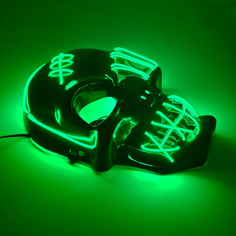 Scary Luminous LED Skull Mask Light Up Skeleton Head Mask Men Women Glow In Dark Neon Face Mask Cosplay Supplies