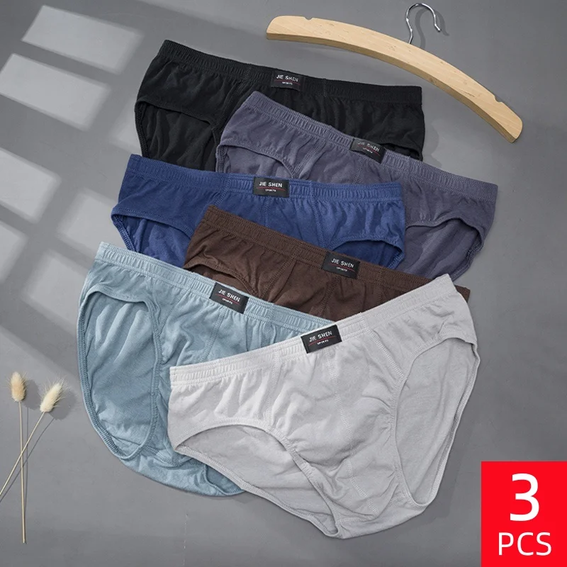Lote de 3 Calzoncillos de Algodón 100% para Hombre, Talla Grande, Sueltos, Transpirables, de Tiro Medio, Tipo Triángulo, XL-5XL