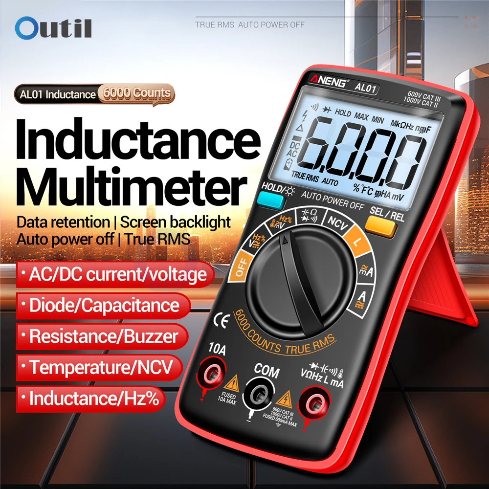 ANENG AL01 6000 التهم True-RMS التيار المتناوب/تيار مستمر الجهد متر فاحص التيار الكهربائي المهنية الحث أدوات الرقمية المتعددة