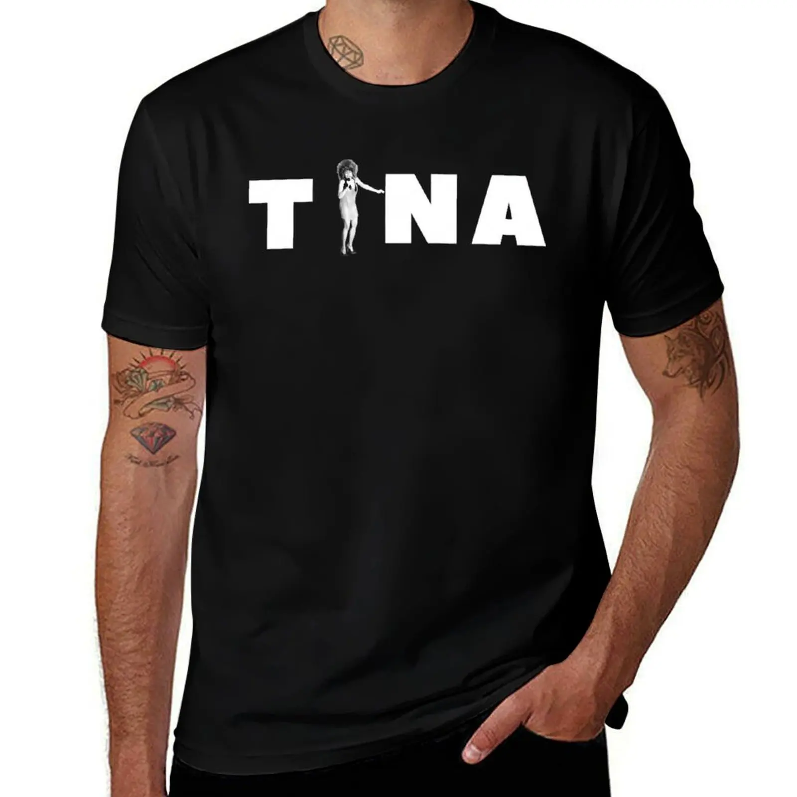 In memory of Tínà Túrnèr 80s retro rock star T-Shirt blue lock blanks big and tall t shirts for men