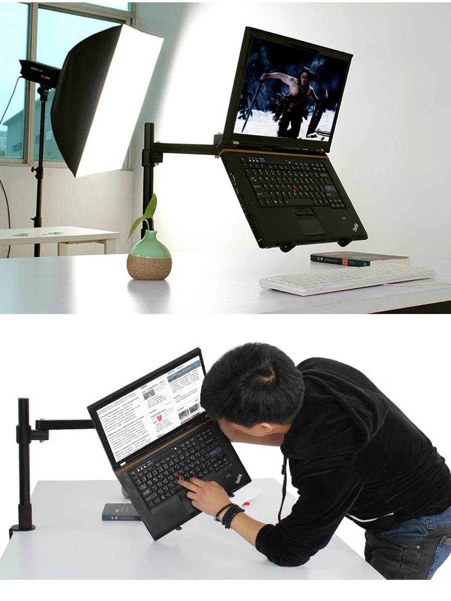 Height Adjustable Desktop Clamping 11-15 inch Laptop Holder Full Motion Cooling Lapdesk Notebook Holder Brakcet  Tablet PC Stand