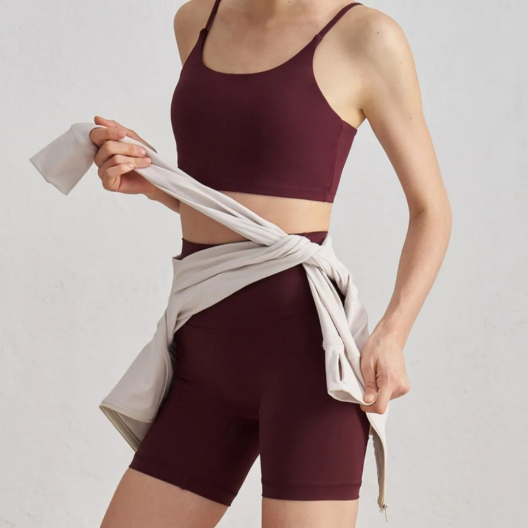 

2 Pieces Yoga Suit for Women Seamless Fitness Gym Clothes Halter Sports Bra Matching Impact Shorts Workout Sets Gym Set Outfit