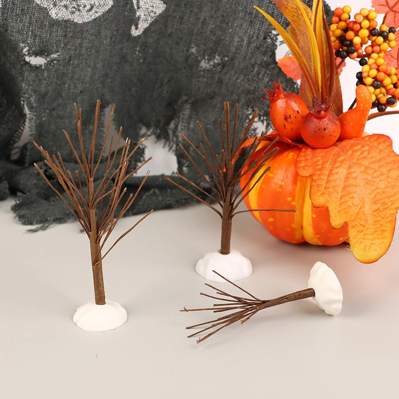 1Pcs 8cm-25cm Miniature Black Halloween Dead Tree Maple Leaf Model For DIY Christmas Scene Decor Accessories