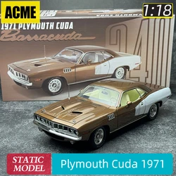 ACME 1:18 scale new Plymouth Cuda 1971 Muscle Alloy car model Sports car Static display piece holiday gift collection for friend