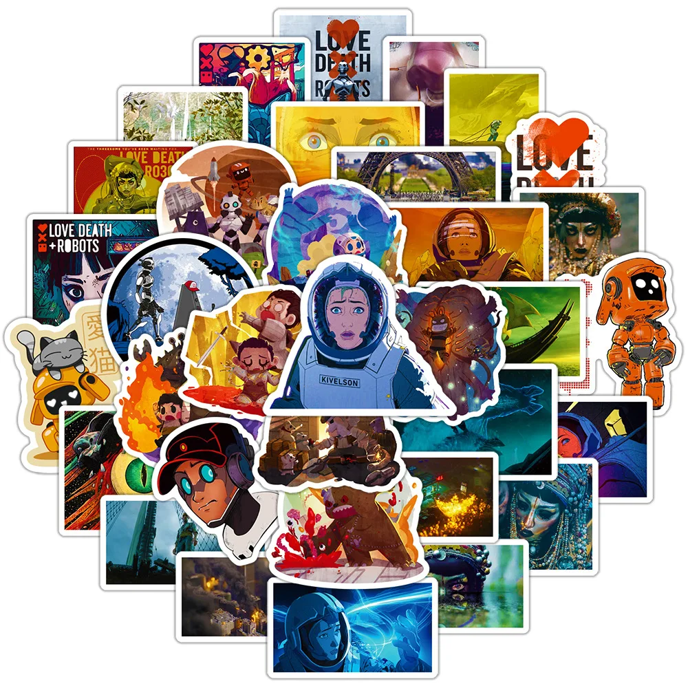 10/30/50pcs Love Death And Robot Graffiti Stickers Car Helmet Death Laptop Guitar Diy Helmet Phone Decal Decor Manga Stickers
