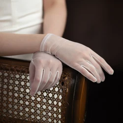 Gants classiques en tulle doux pour femmes, gants de mariée courts blancs, gants de demoiselle d'honneur, gants de Rhde reconstitution historique, patients de mariage, WG088