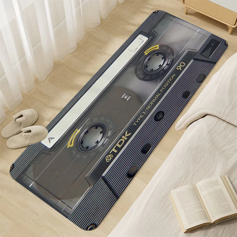 Veranda Custom Mat Vintage Cassette Music Tape Anime Rug Aesthetic Sleeping Room Rugs Non Slip Bathroom Mat House Entrance Mat