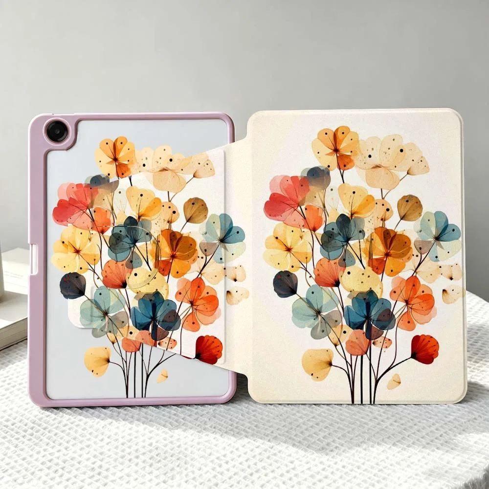 Artistic Floral Pattern For Samsung Galaxy Tab S11 S10 S9 S8 A11 FE Plus Ultra 360° Rotation Stylus Storage Tablet Case Soft