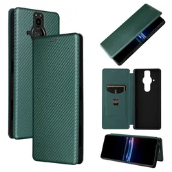 소니 Xperia 10 5 1 V VI PRO-I 5 II III IV 1 에이스 XZ3 L4 케이스 탄소 섬유 플립 자석 홀더 충격 방지 커버 카드 슬롯 Funda